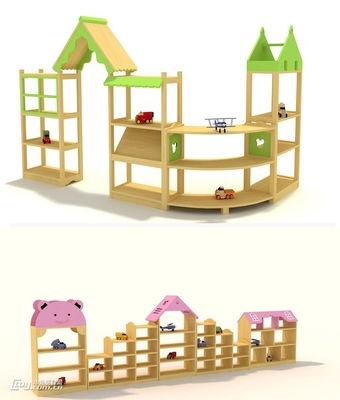 广西柳州幼儿园区角组合柜 幼儿实木玩具柜 大风车幼教玩具