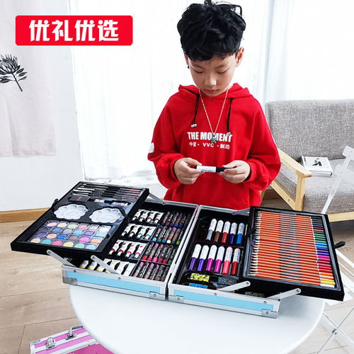 儿童画笔礼盒美术用品女孩玩具幼儿园学生画画工具水彩笔绘画套装