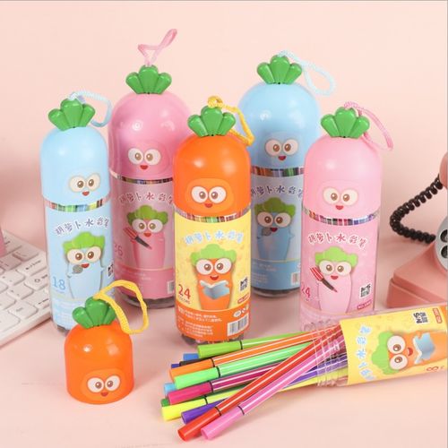 卡通水彩笔套装12 18 24 36 48色绘画画笔小学生用幼儿园美术用品